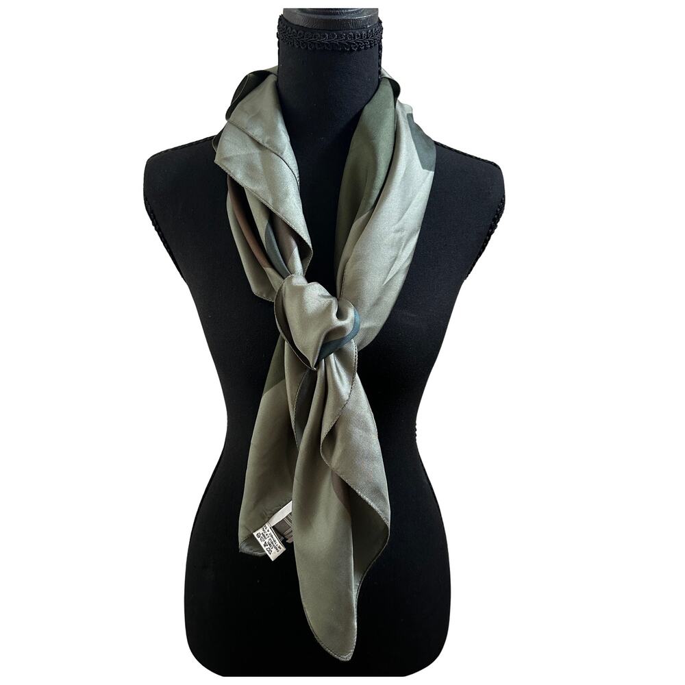 Lancetti Silk Scarf Green Satin Italy